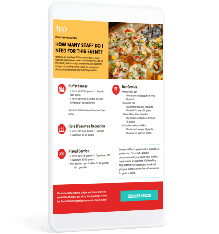 Catering Staff Ratios Cheat Sheet