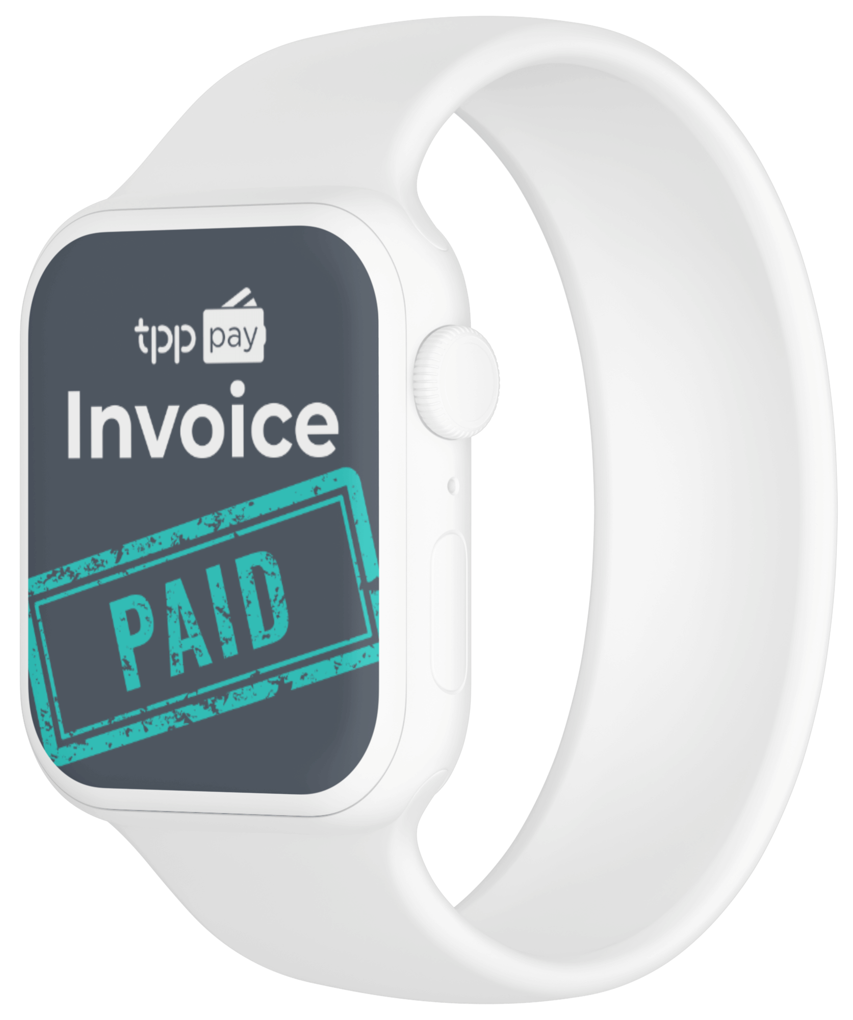 Smartwatch with the message "TPP Pay Invoice Paid"