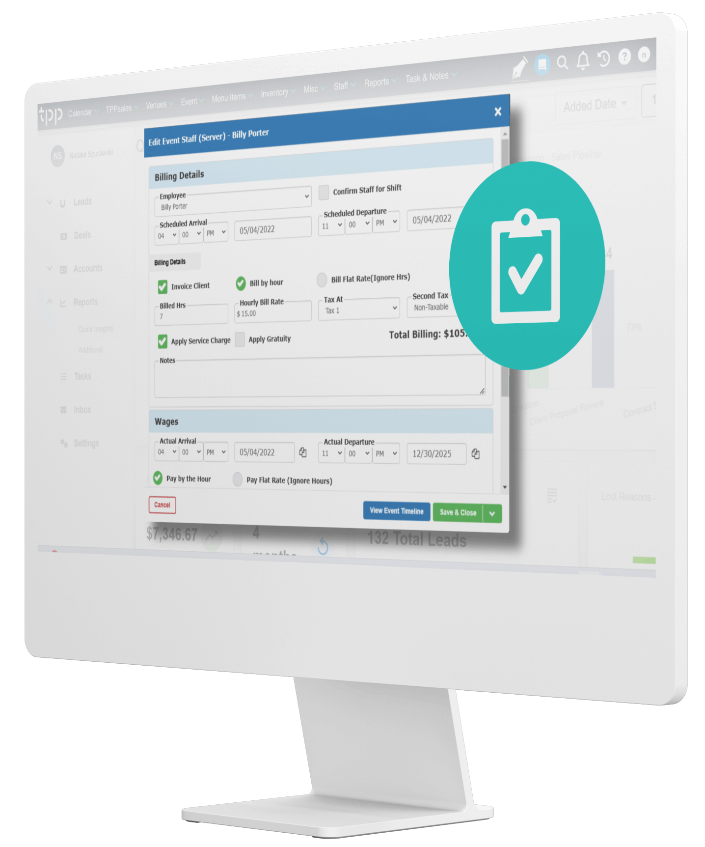 Monitor with Staffing screen